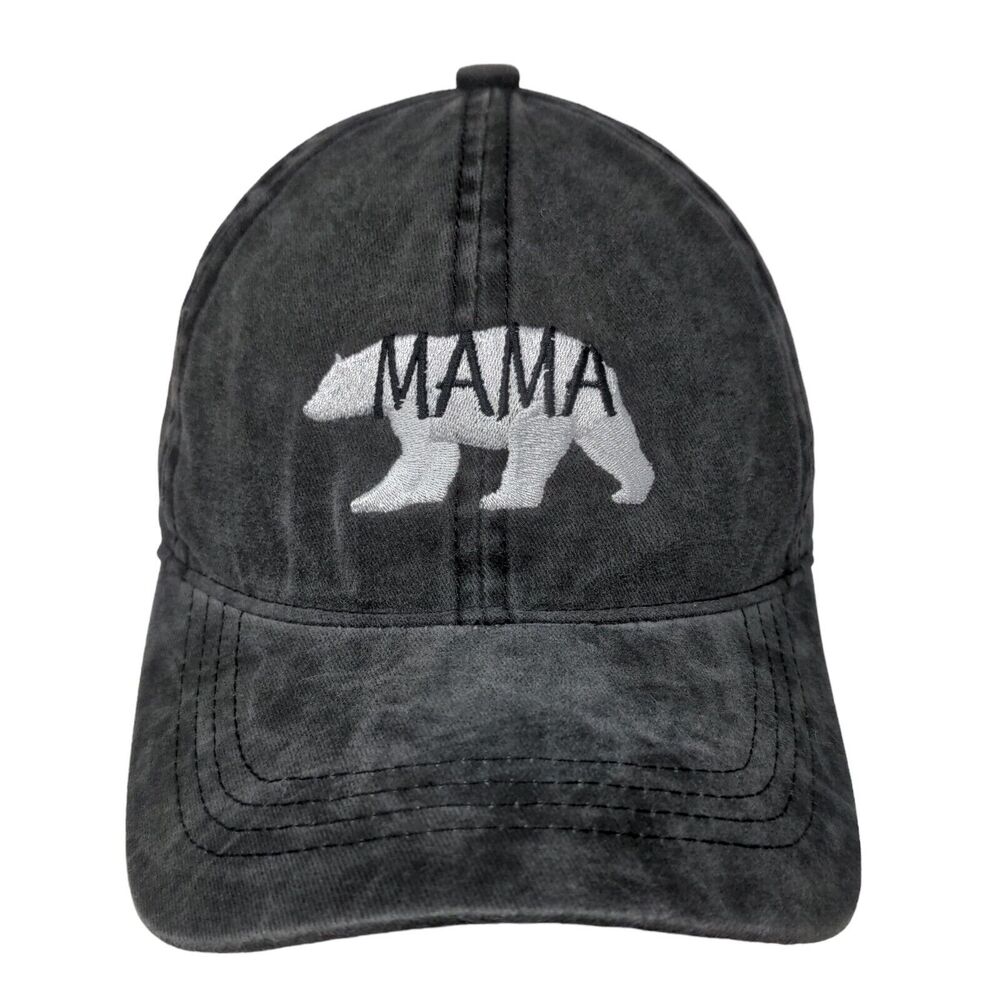 Kohl's Womens Slideback Hat Black Size OSFM Embroidered Mama Bear Cotton W/Tags